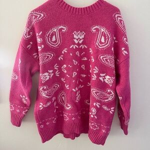 Womens pink American eagle fair isle heavy knit sweater SMALL